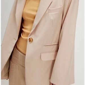 Free People paper cut oversized Cream Blazer